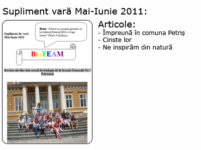Supliment revista BioTEAM Petrosani